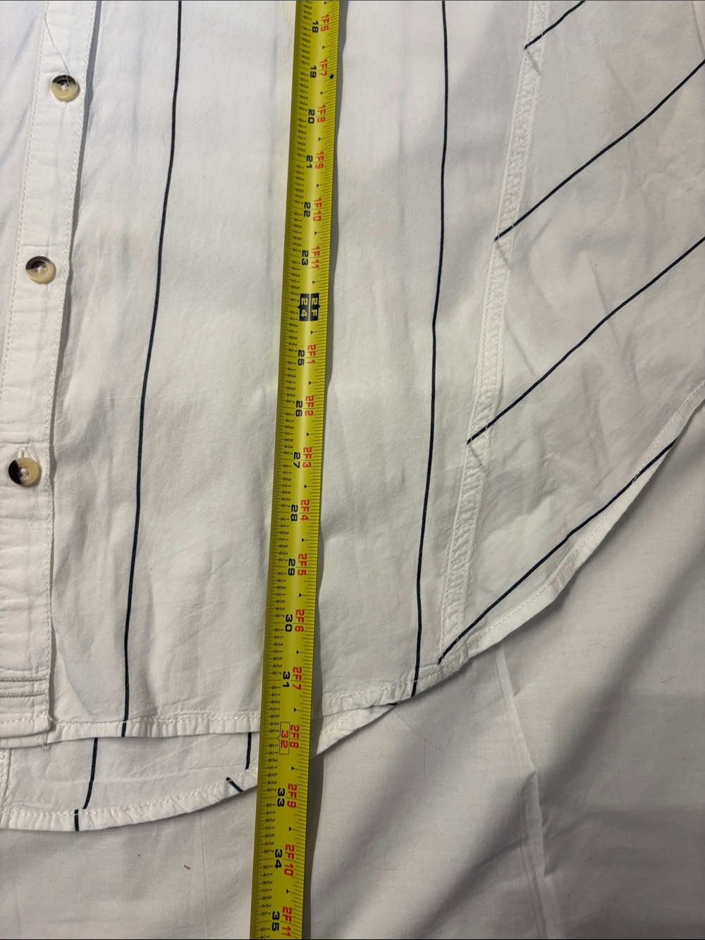 We The Free White Shirt Boxy Oversized with Navy Pinstripes SZ XL Lagenlook - Picture 5 of 10